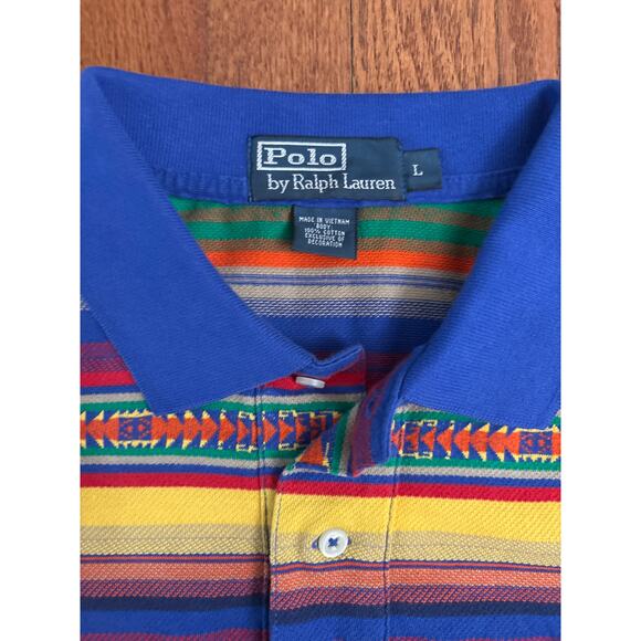 VTG Polo Ralph Lauren Southwest Aztec Men's Colorful Polo Shirt Size Large- EUC - Picture 4 of 5
